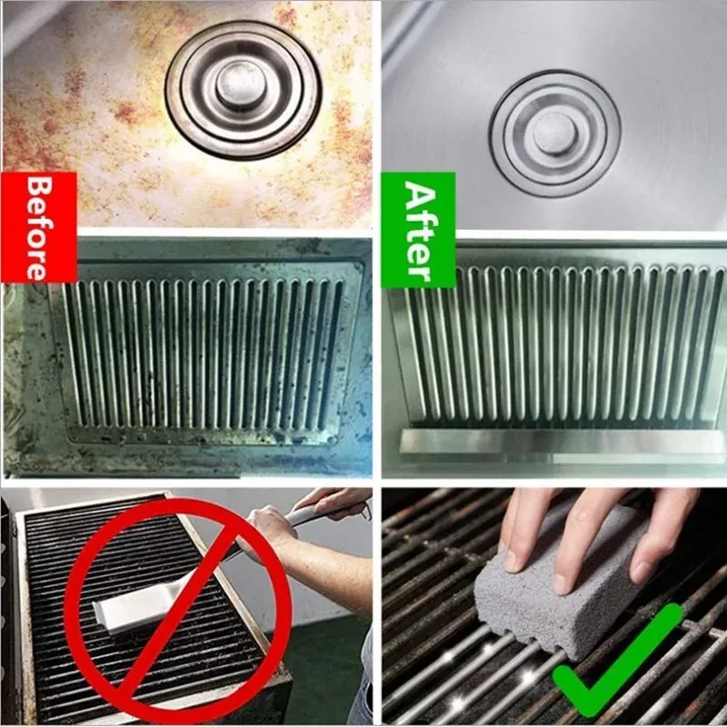 Brosse et bloc de nettoyage en pierre ponce pour gril de barbecue 5