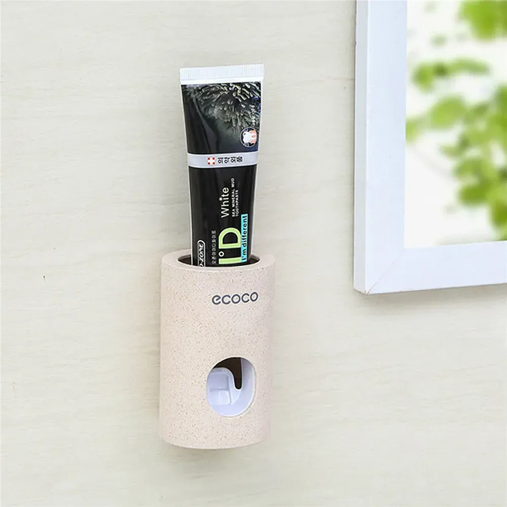 Presse-dentifrice automatique mural avec porte-brosses à dents 2