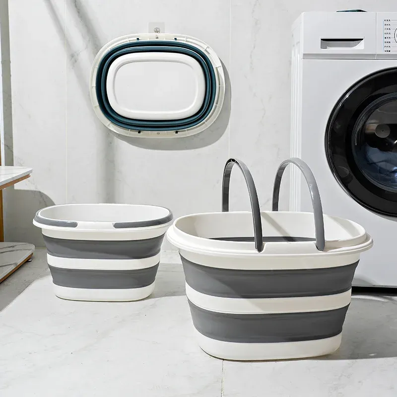 Panier à linge pliable à double anse, portable et polyvalent, pour la maison et le dortoir