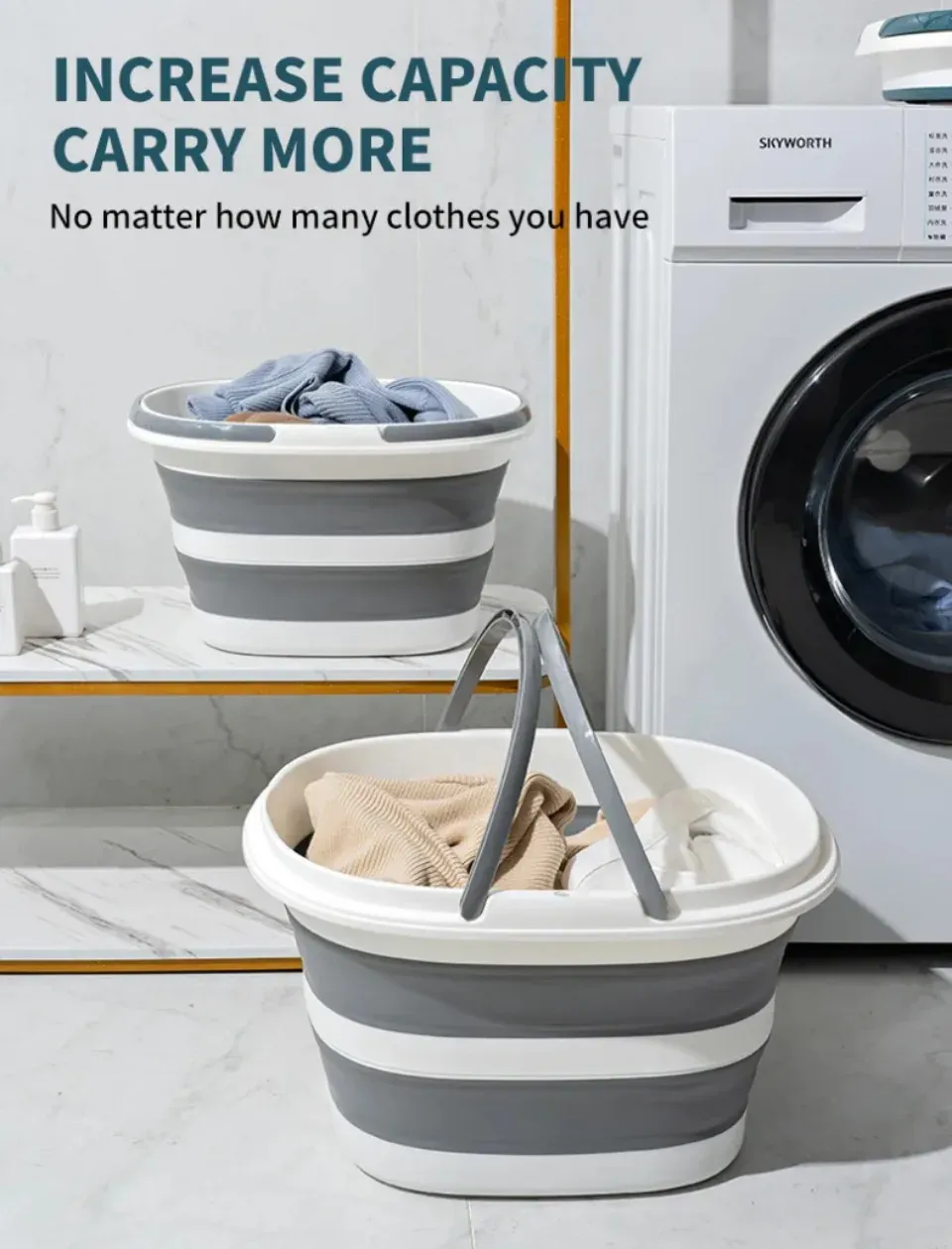 Seau à linge pliable vue de détail