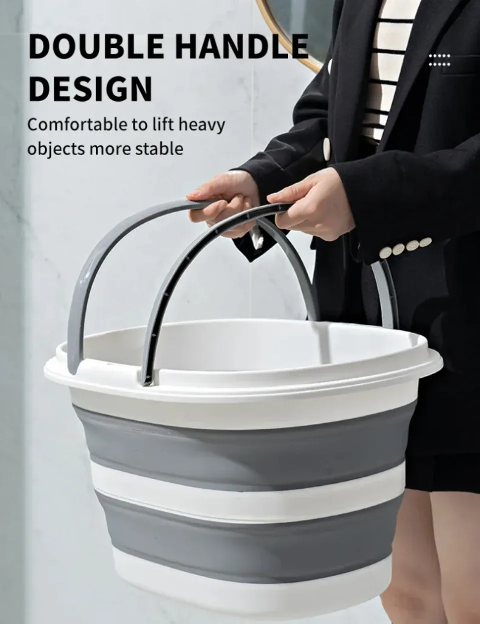 Seau à linge pliable détail des anses