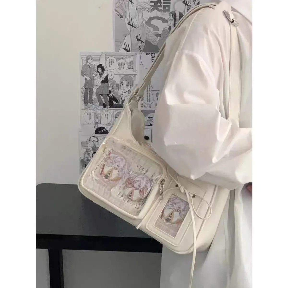 Sac Ida transparent pour femme, sac bandoulière de style japonais pour étudiante 9