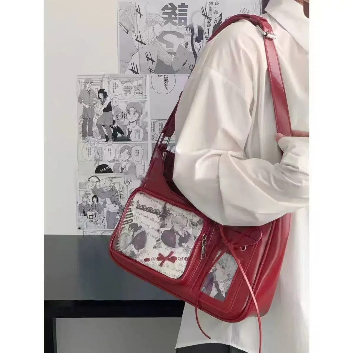 Sac Ida transparent pour femme, sac bandoulière de style japonais pour étudiante 8