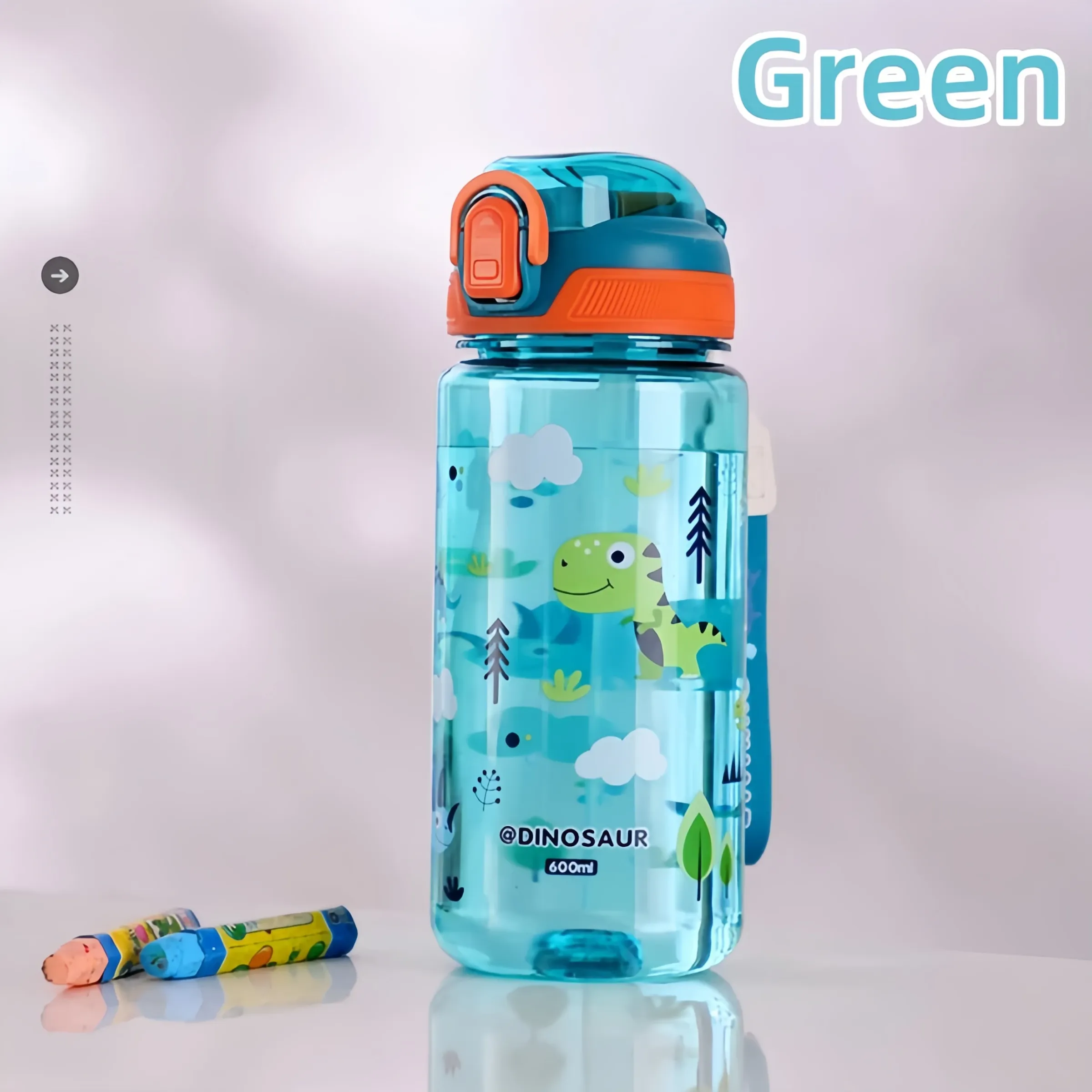 Gourde dinosaure 600 ml pour enfants, tasse à bec et paille en silicone, étanche 9