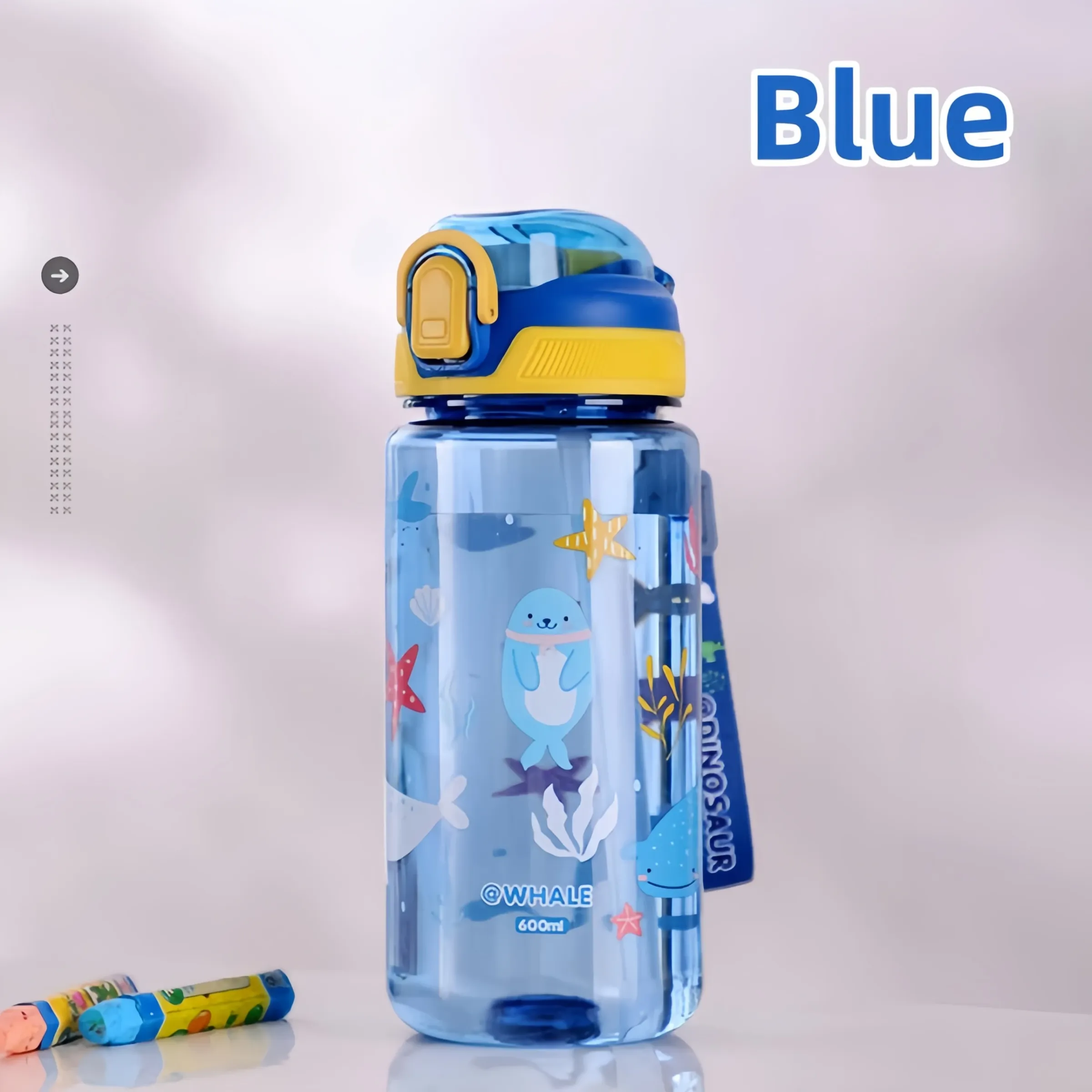 Gourde dinosaure 600 ml pour enfants, tasse à bec et paille en silicone, étanche 8