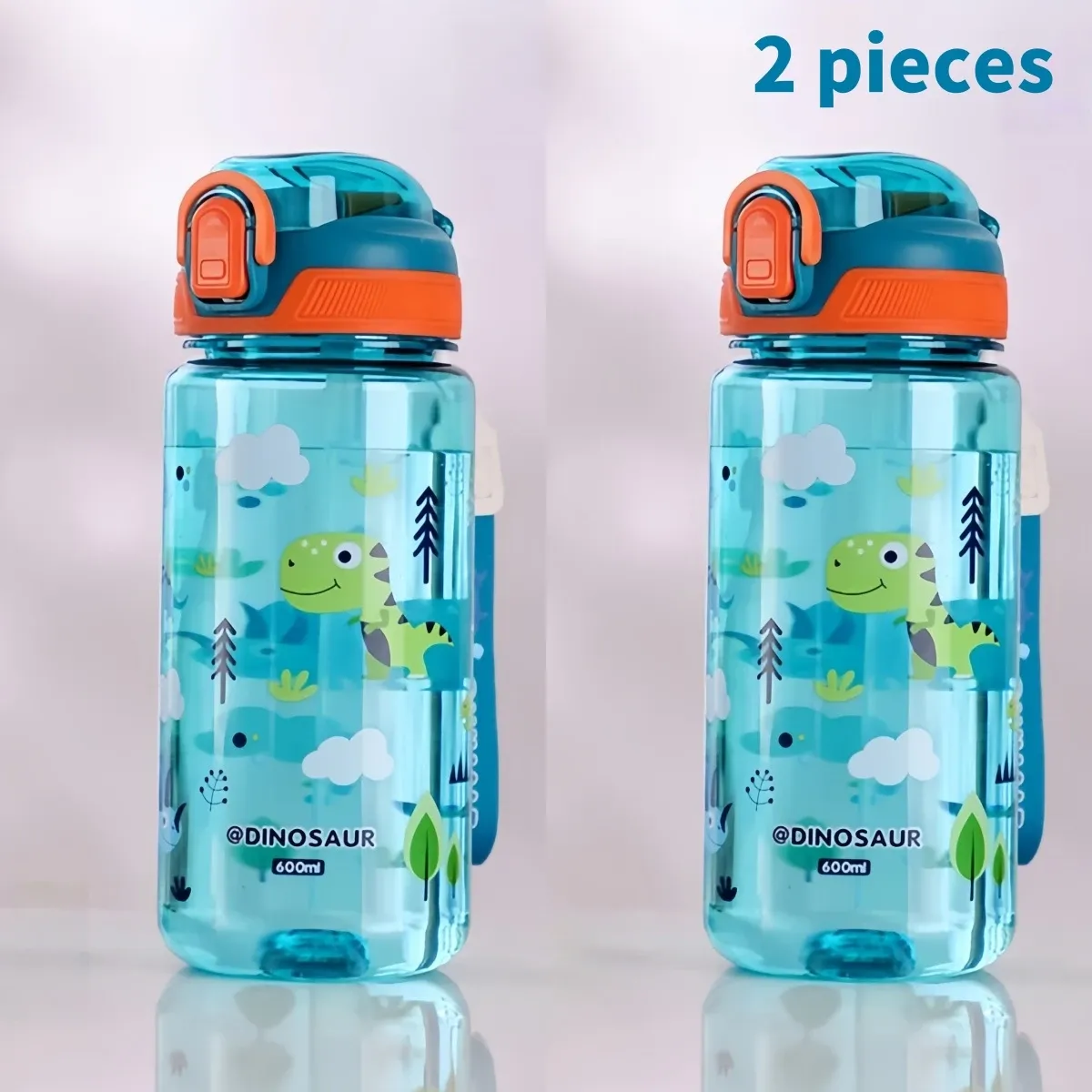 Gourde dinosaure 600 ml pour enfants, tasse à bec et paille en silicone, étanche 13