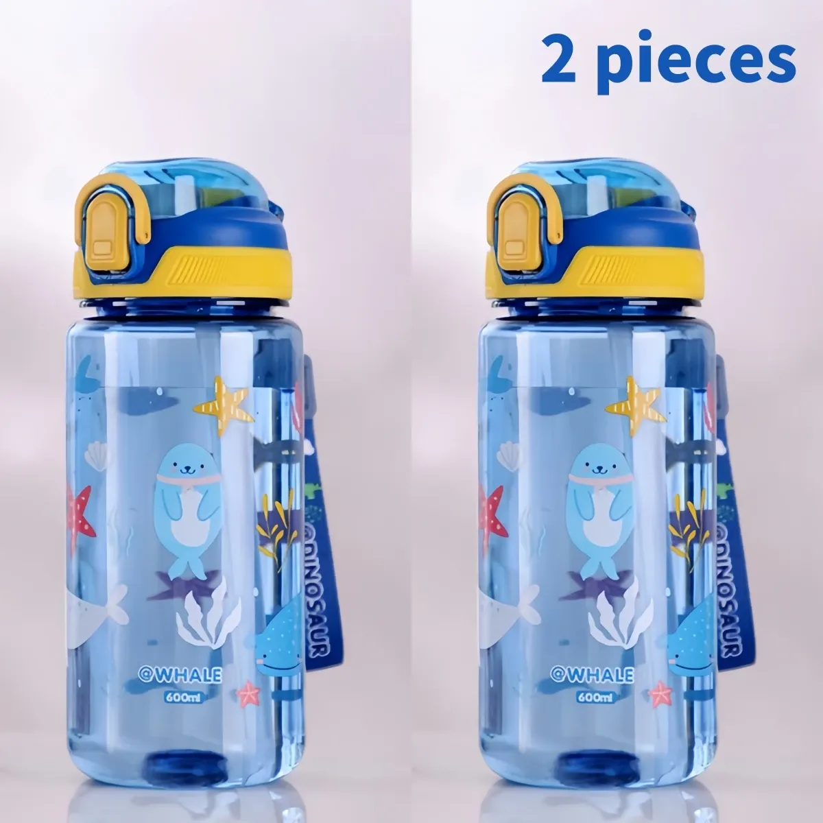 Gourde dinosaure 600 ml pour enfants, tasse à bec et paille en silicone, étanche 12