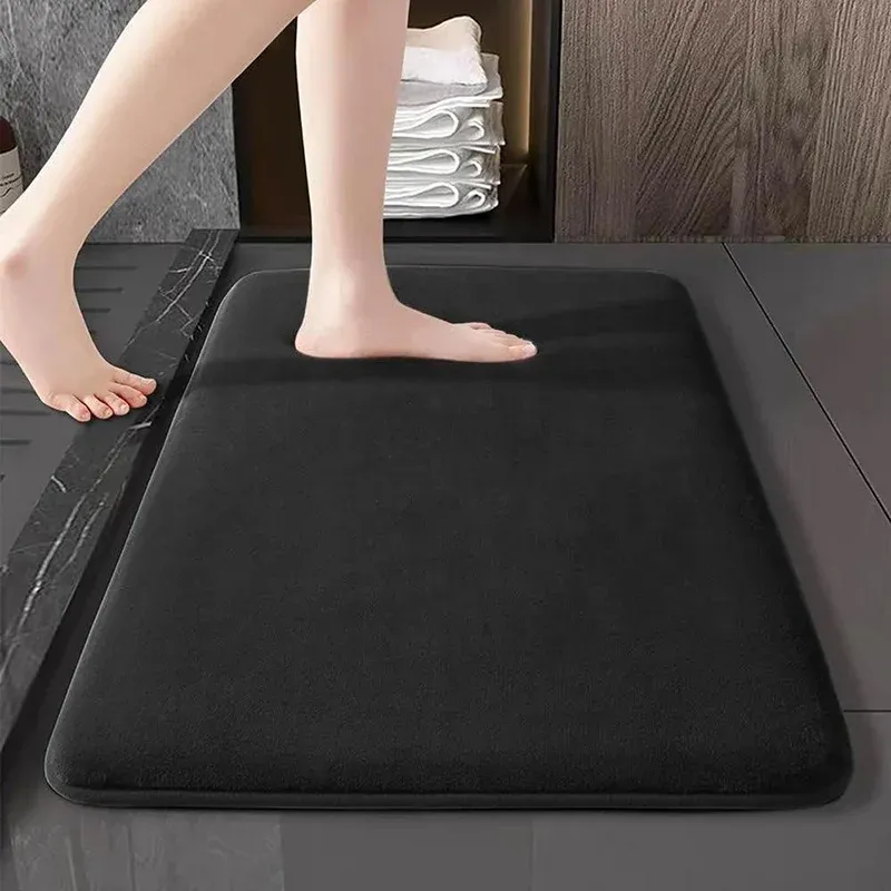 Tapis de sol super absorbant en velours corail antidérapant pour salle de bain 8