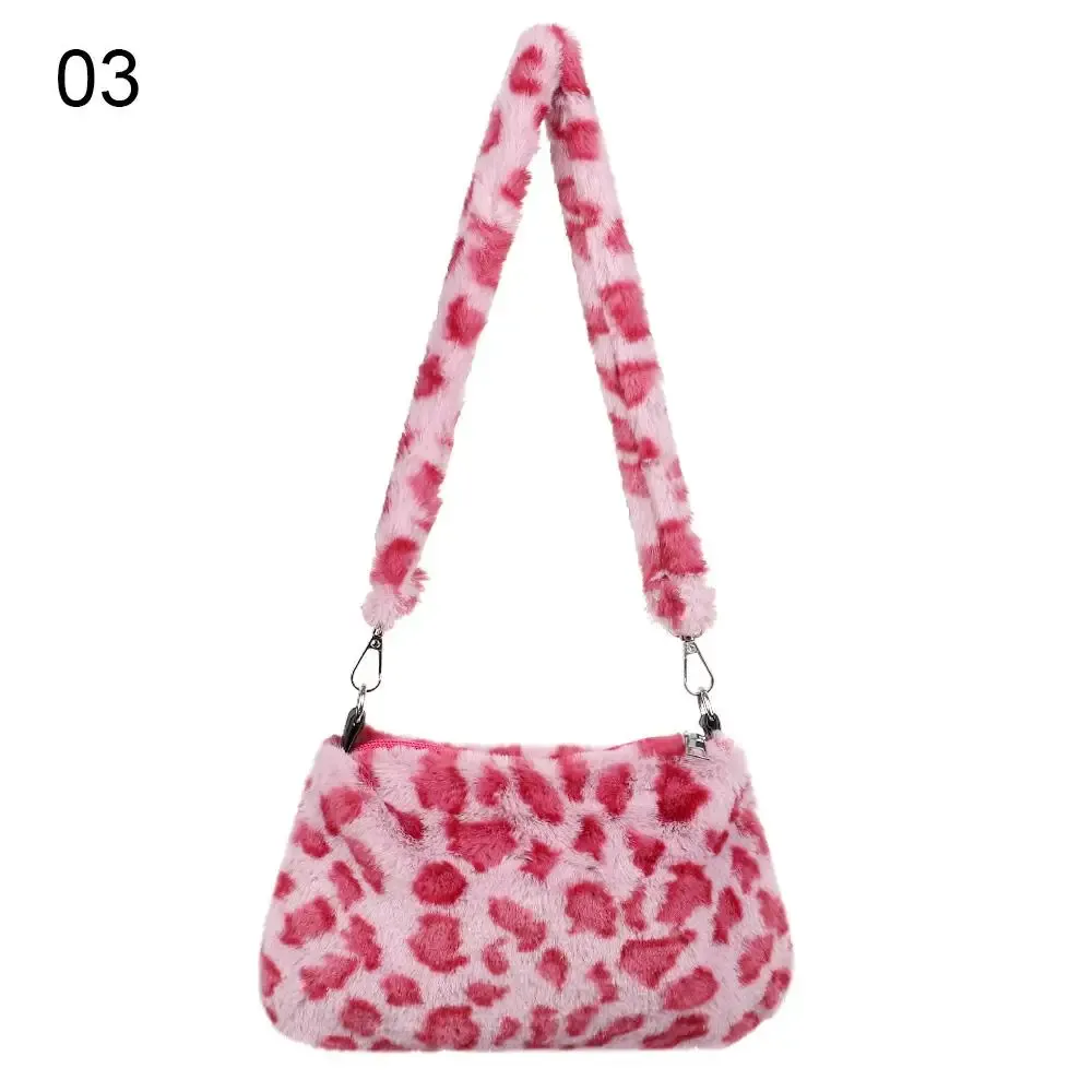 Sac à bandoulière décontracté en peluche à imprimé léopard pour femme 9