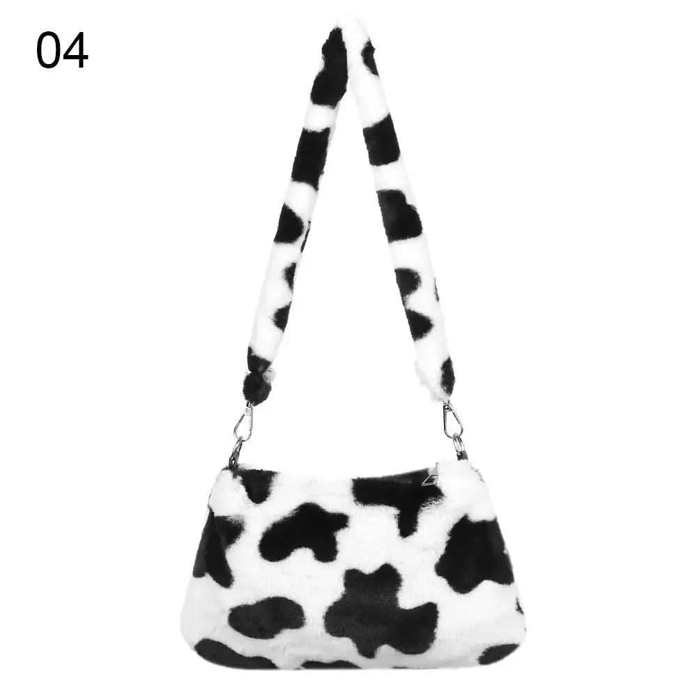 Sac à bandoulière décontracté en peluche à imprimé léopard pour femme 10