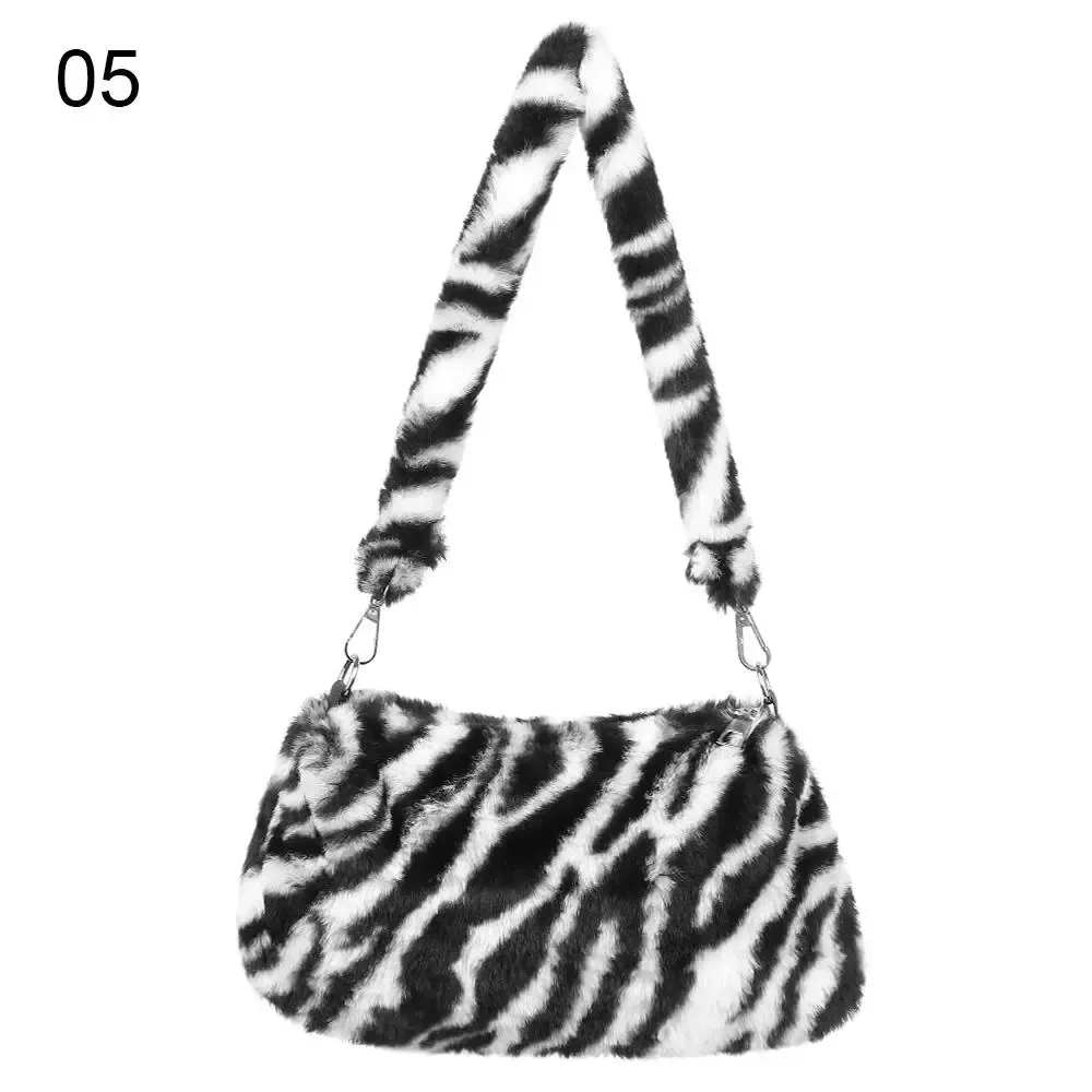 Sac à bandoulière décontracté en peluche à imprimé léopard pour femme 7