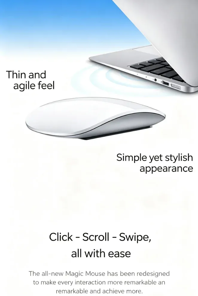 Gros plan sur la surface tactile de la souris sans fil