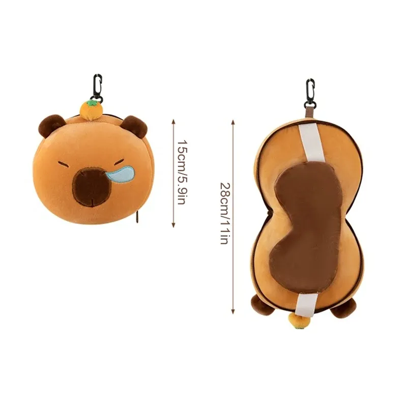 Oreiller de voyage 2 en 1 en peluche avec masque pour les yeux, oreiller de bureau portable 6