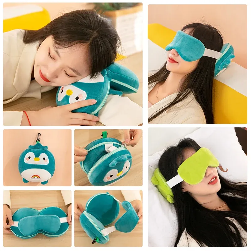 Oreiller de voyage 2 en 1 en peluche, détail