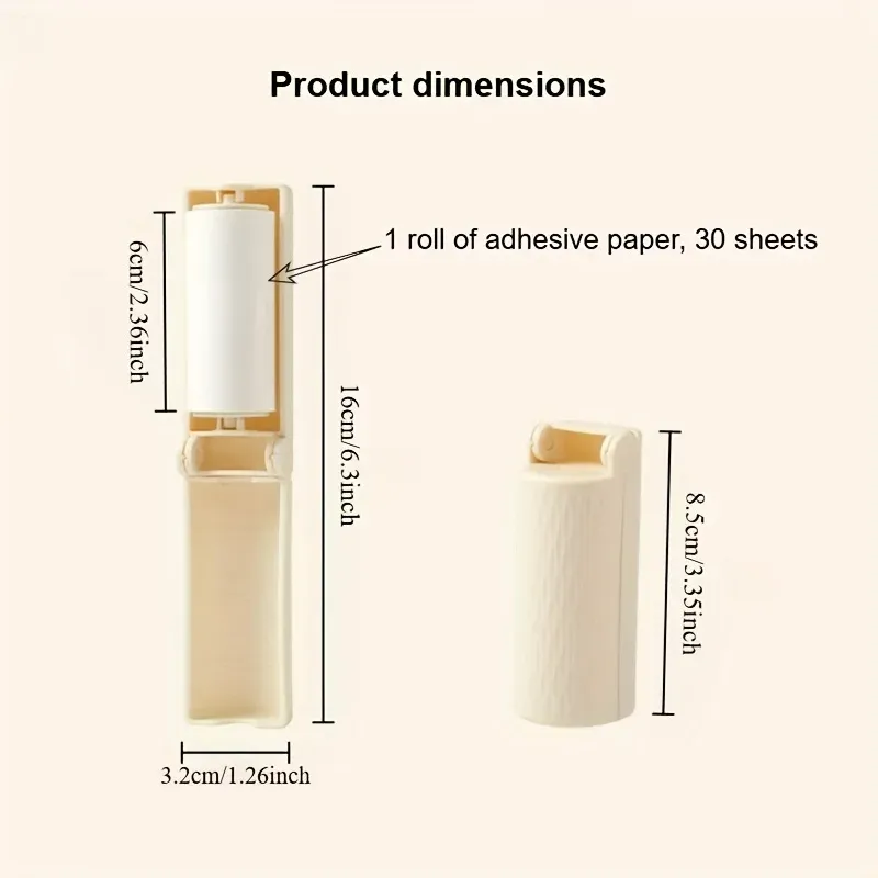Lot de 4 ou 6 rouleaux anti-poussière et anti-poils pour animaux, mini, portables et pliables, 180 feuilles ultra-adhésives et amovibles 2