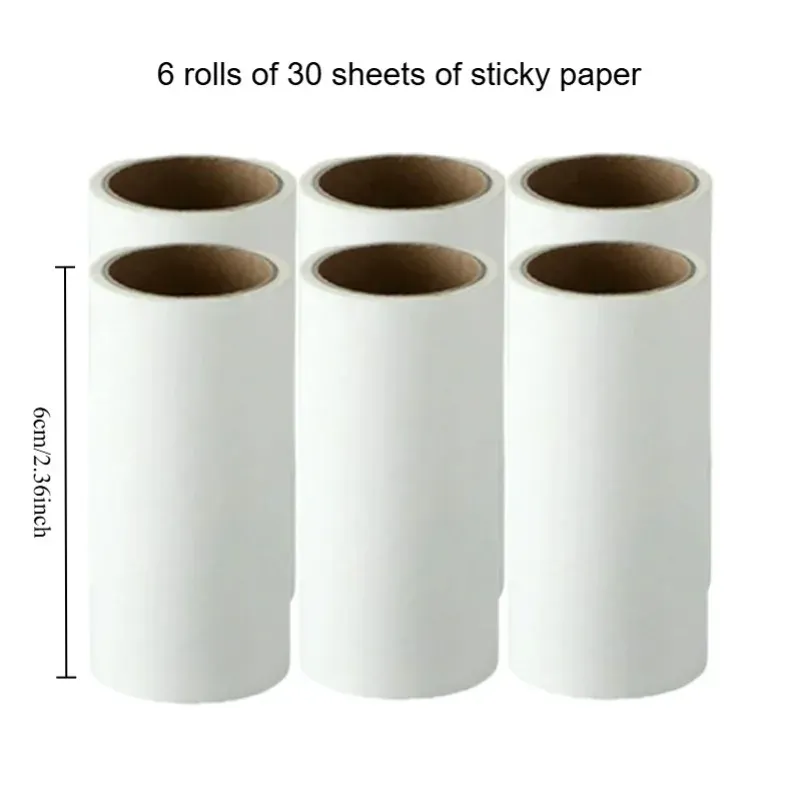 Lot de 4 ou 6 rouleaux anti-poussière et anti-poils pour animaux, mini, portables et pliables, 180 feuilles ultra-adhésives et amovibles 8