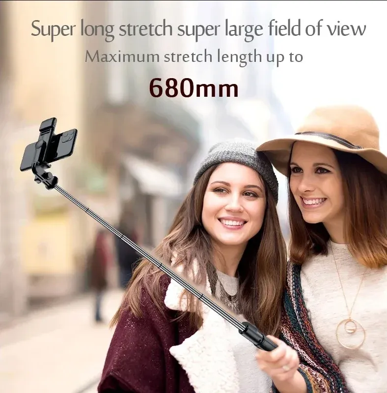 Trépied perche à selfie pour smartphone avec télécommande Bluetooth sans fil et support de téléphone avec lumière d'appoint 4