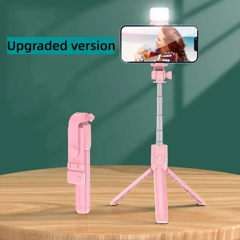 Trépied perche à selfie pour smartphone avec télécommande Bluetooth sans fil et support de téléphone avec lumière d'appoint 10