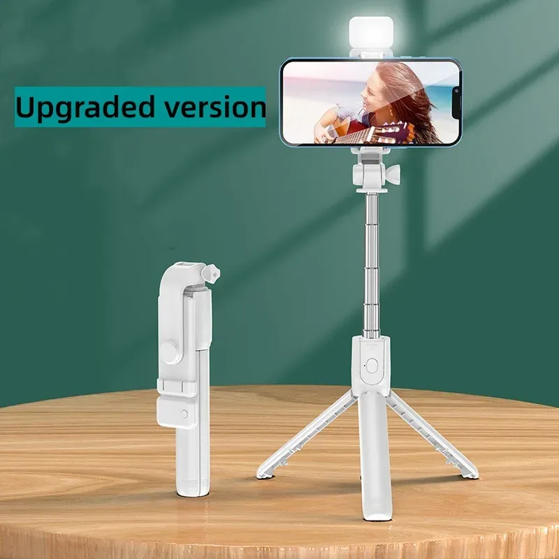 Trépied perche à selfie pour smartphone avec télécommande Bluetooth sans fil et support de téléphone avec lumière d'appoint 7