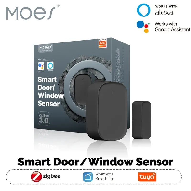 Capteur de porte et fenêtre intelligent Zigbee 3.0 Tuya MOES, compatible application Smart Life, Alexa et Google Home