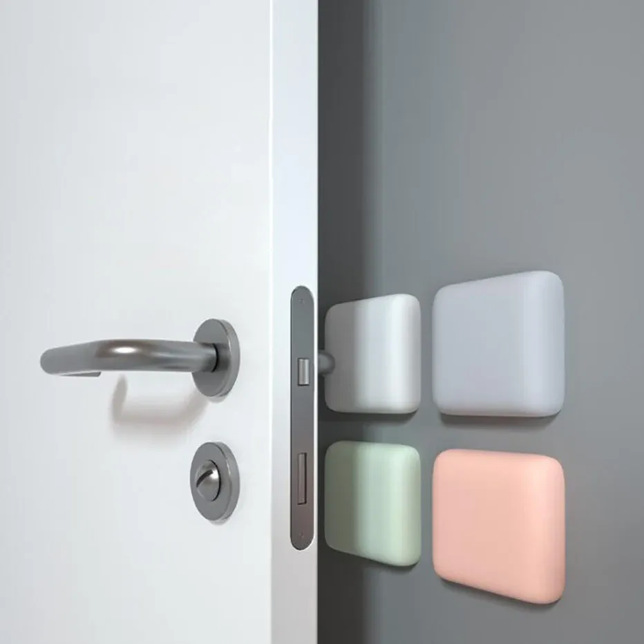 Butée de porte en silicone auto-adhésive, protection murale silencieuse, forme ronde ou carrée 2
