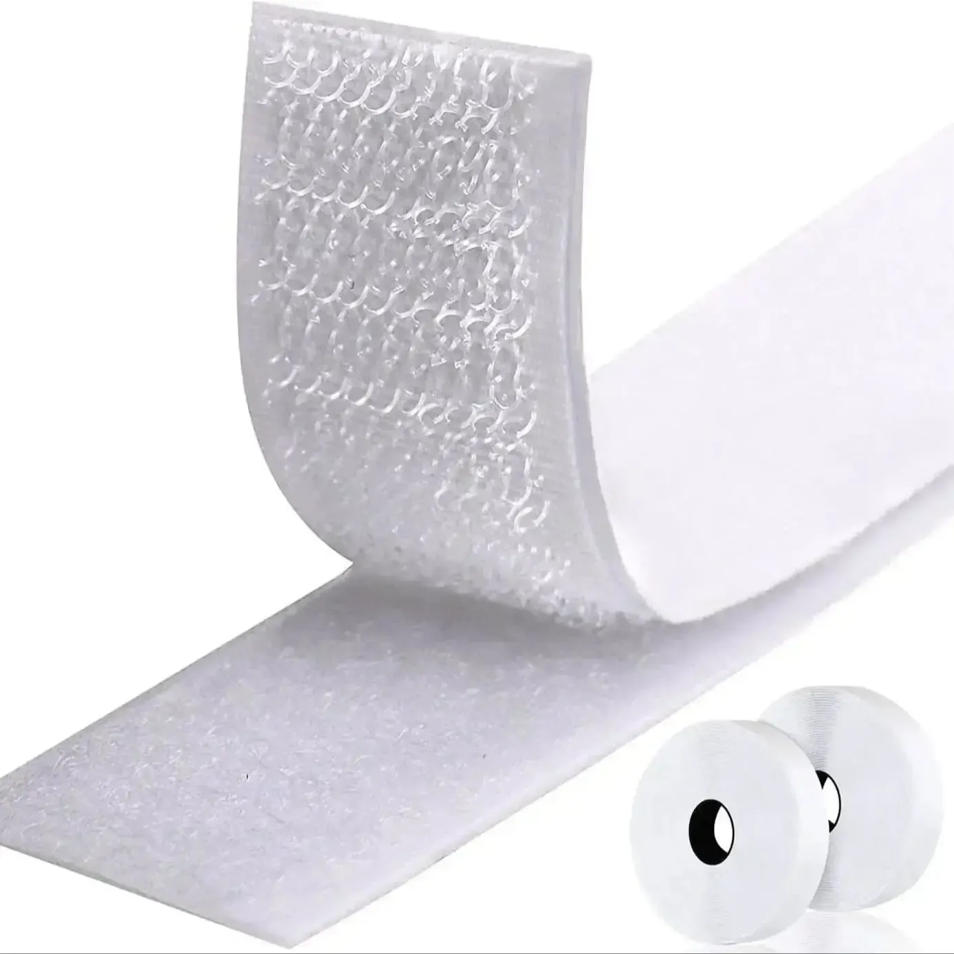 Bandes auto-adhésives à crochets et boucles, 20 à 50 mm, blanc, 1, 2 ou 5 m
