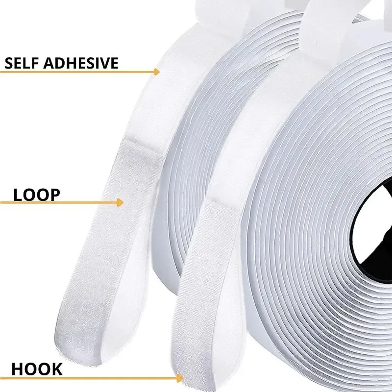 Bandes auto-adhésives à crochets et boucles, 20 à 50 mm, blanc, 1, 2 ou 5 m 2