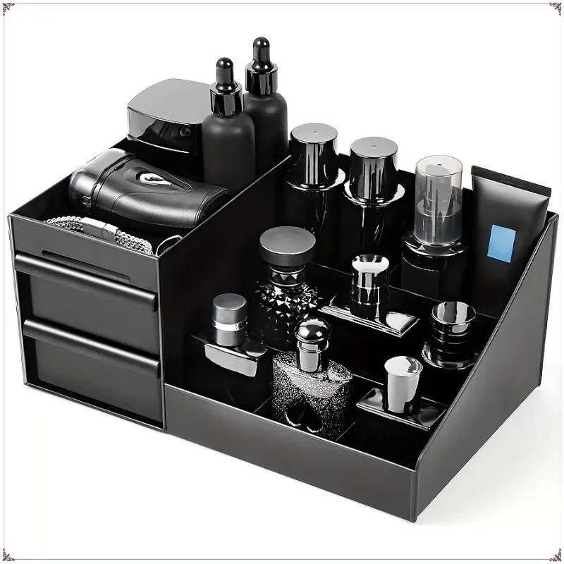 Organisateur de parfums pour homme avec tiroirs, boîte de rangement pour soins de la peau et articles de toilette 2
