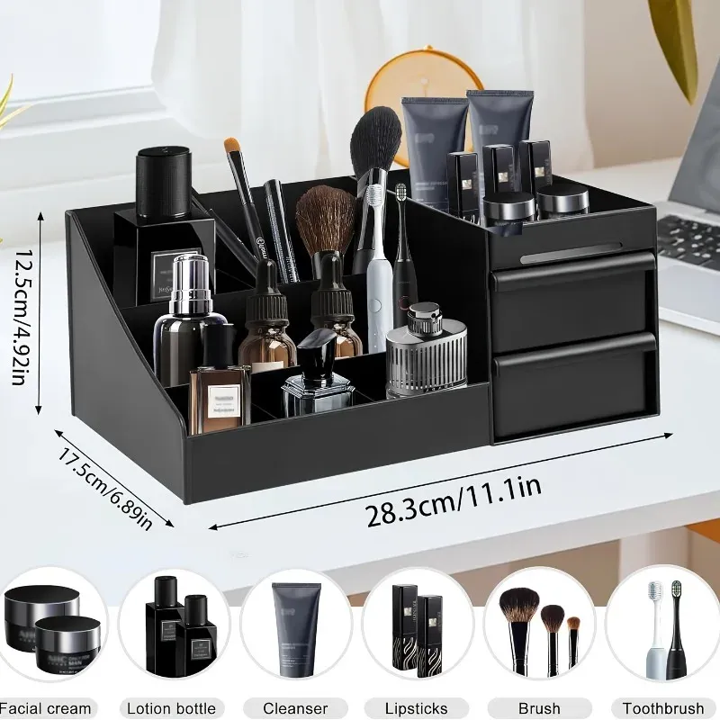 Organisateur de parfums pour homme avec tiroirs, boîte de rangement pour soins de la peau et articles de toilette 3