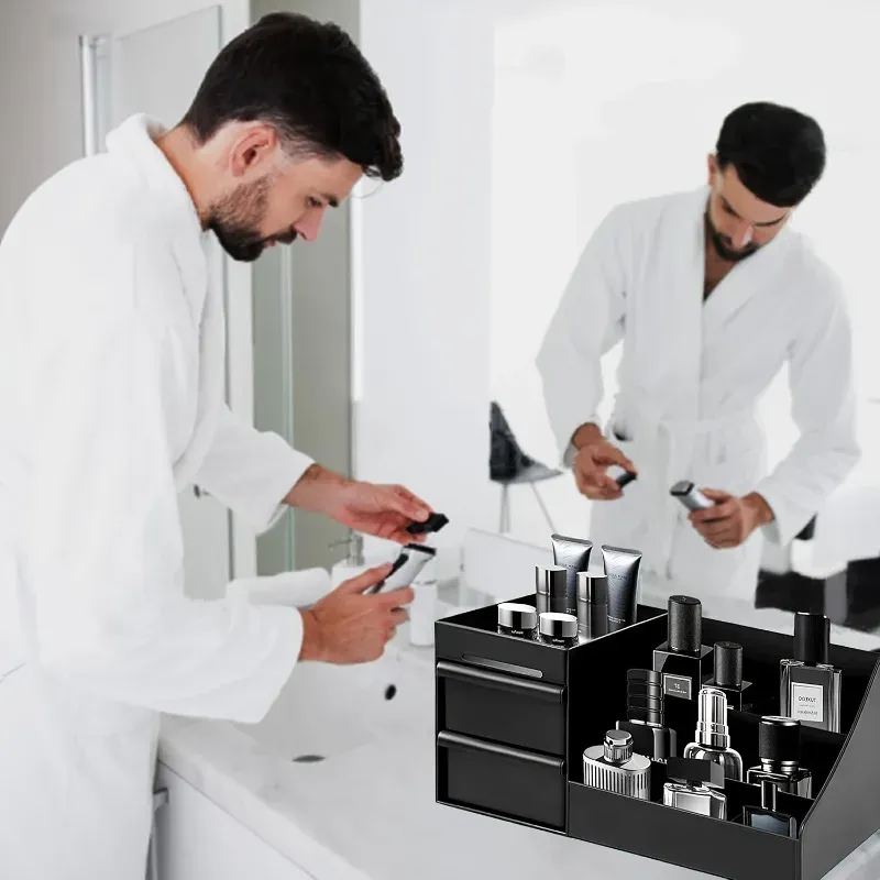 Organisateur de parfums pour homme avec tiroirs, boîte de rangement pour soins de la peau et articles de toilette 4
