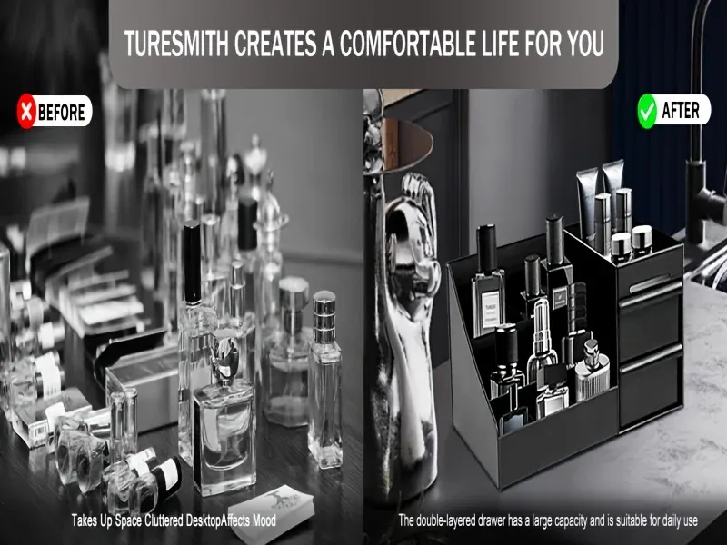 Organisateur de parfums et de cosmétiques pour homme avec tiroirs