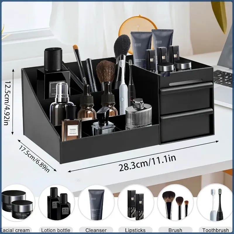 Organisateur de parfums pour homme avec tiroirs, boîte de rangement pour soins de la peau et articles de toilette 6
