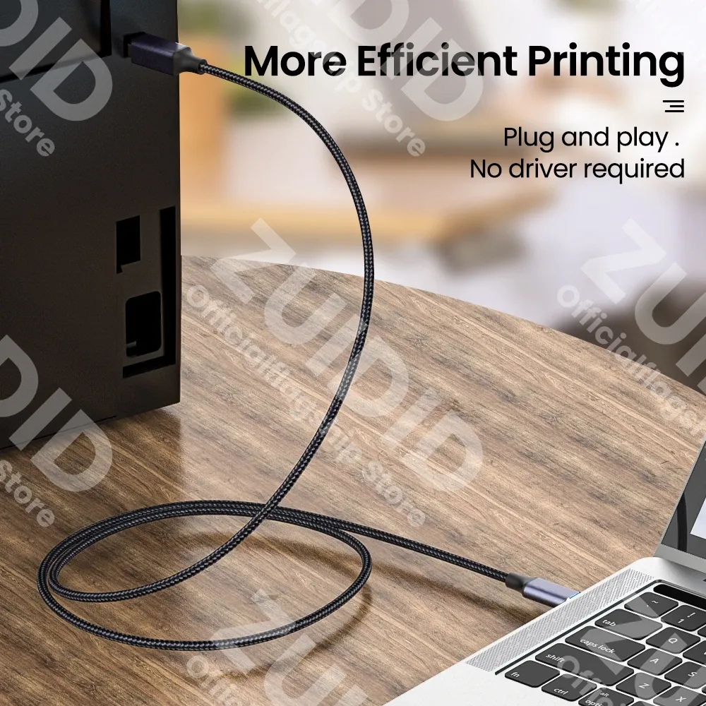 Câble USB-C vers USB Type-B 2.0 pour imprimante, compatible MacBook Pro, HP, Canon, Brother, Epson, Dell et Samsung 2