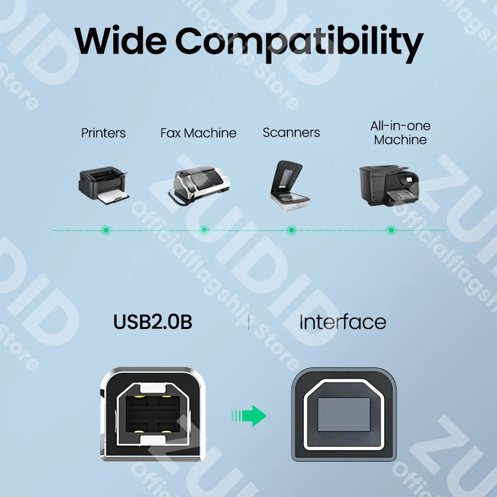 Câble USB-C vers USB Type-B 2.0 pour imprimante, compatible MacBook Pro, HP, Canon, Brother, Epson, Dell et Samsung 3