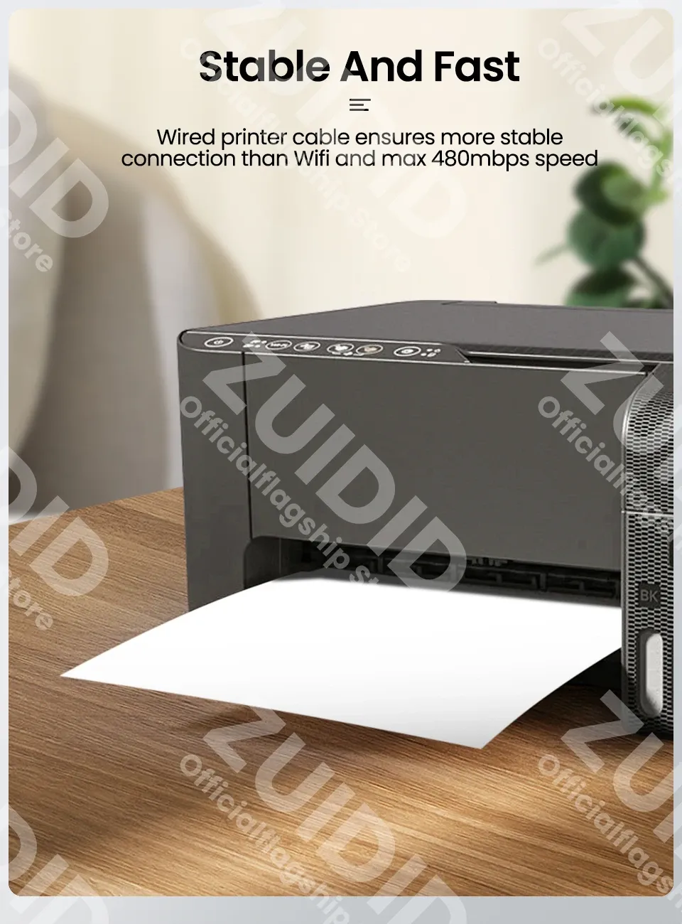 Câble USB Type-C vers USB Type B 2.0, ambiance bureau