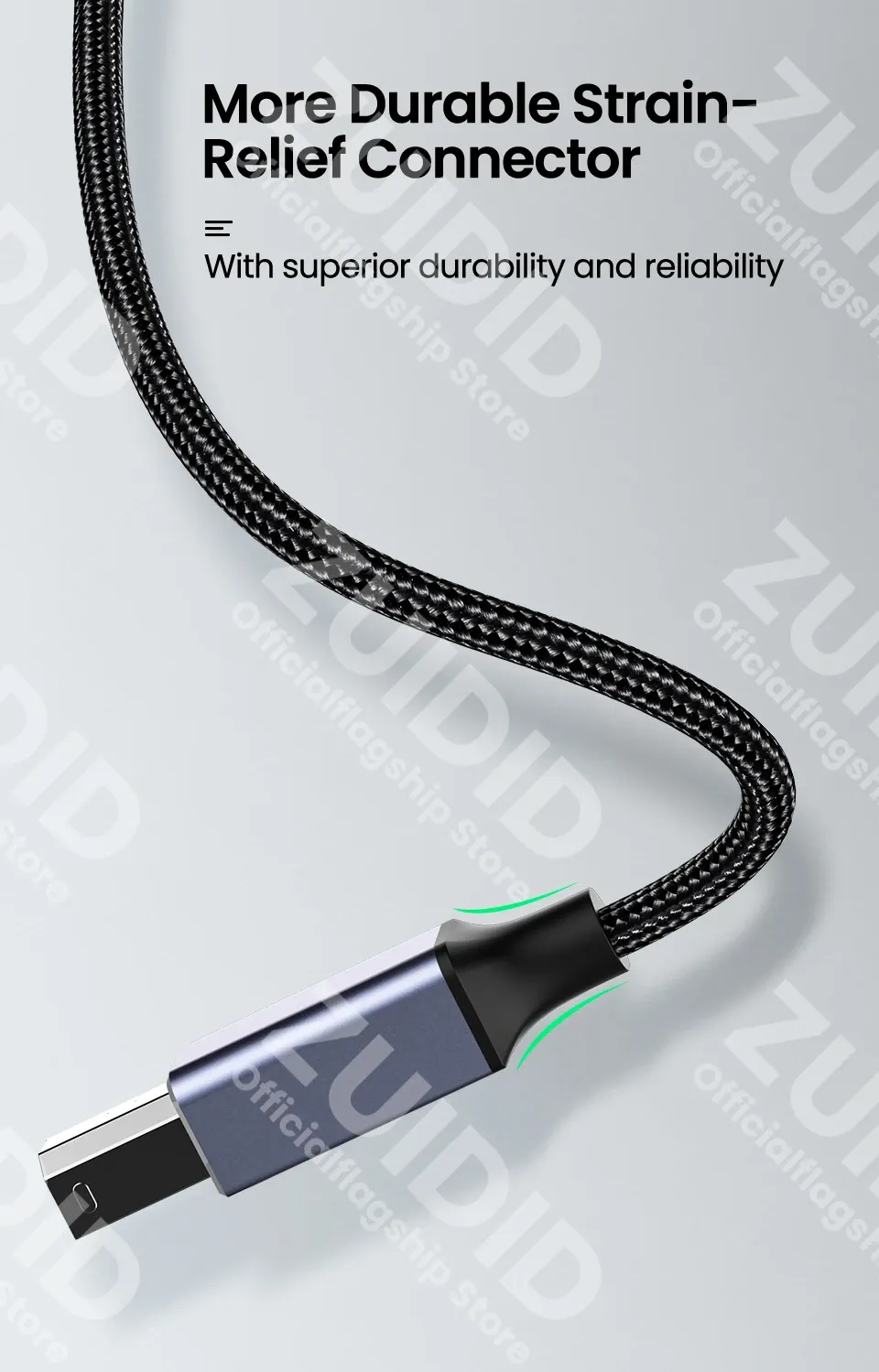 Câble USB Type-C vers USB Type B 2.0, finition des connecteurs