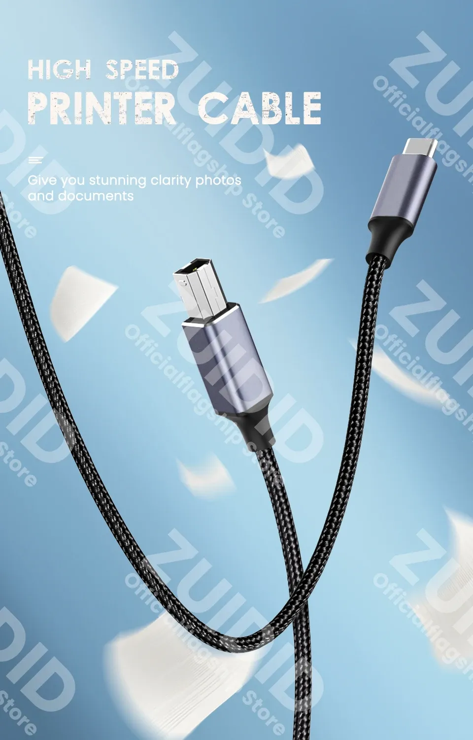 Câble USB Type-C vers USB Type B 2.0, vue principale