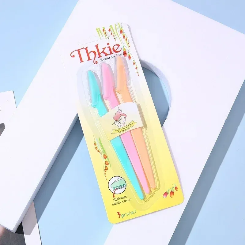 Rasoir portable à lame pour sourcils et visage, lot de 3