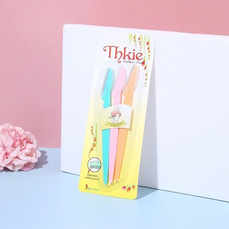 Rasoir à sourcils portable pour femme, 3 pièces