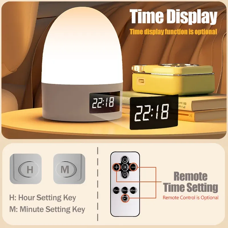 Veilleuse tactile rechargeable sans fil à 3 couleurs pour chambre de bébé, lampe de chevet USB à LED, lumière douce d'ambiance pour enfants 4