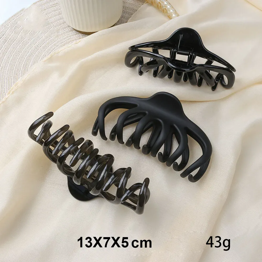 Grande pince à cheveux griffe en forme de pieuvre, en acétate imitation écaille de tortue, à forte tenue 3