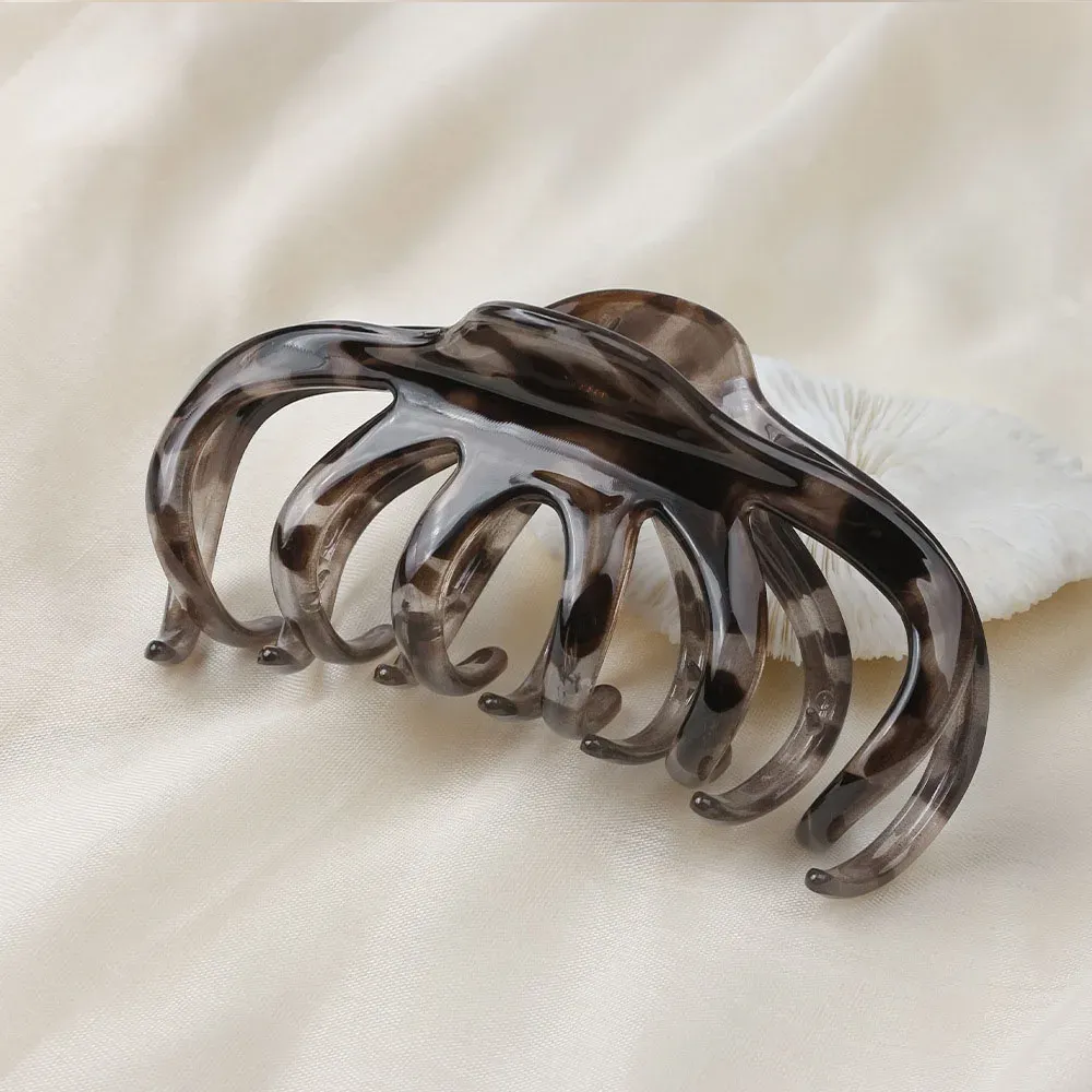 Grande pince à cheveux griffe en forme de pieuvre, en acétate imitation écaille de tortue, à forte tenue 14