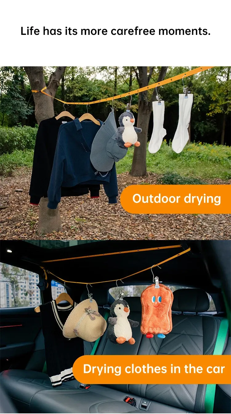 Corde à linge rétractable déployée