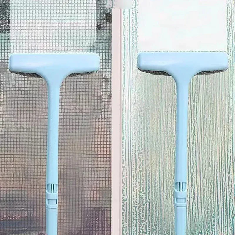 Brosse de nettoyage rétractable à long manche pour moustiquaires, rideaux et tapis 4