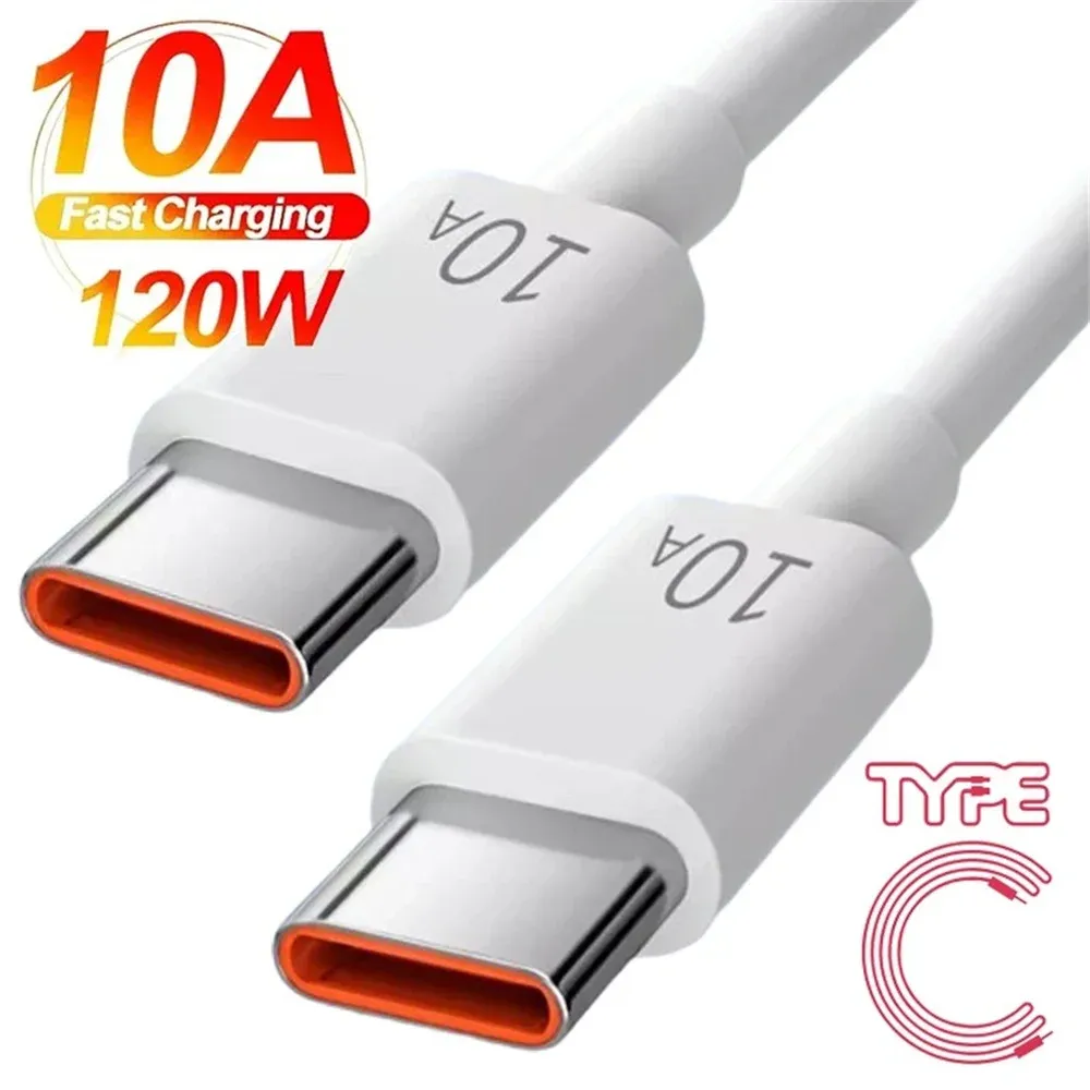 Câble USB-C vers USB-C 120 W, charge rapide 10 A, câble de données pour Samsung, Xiaomi et Huawei