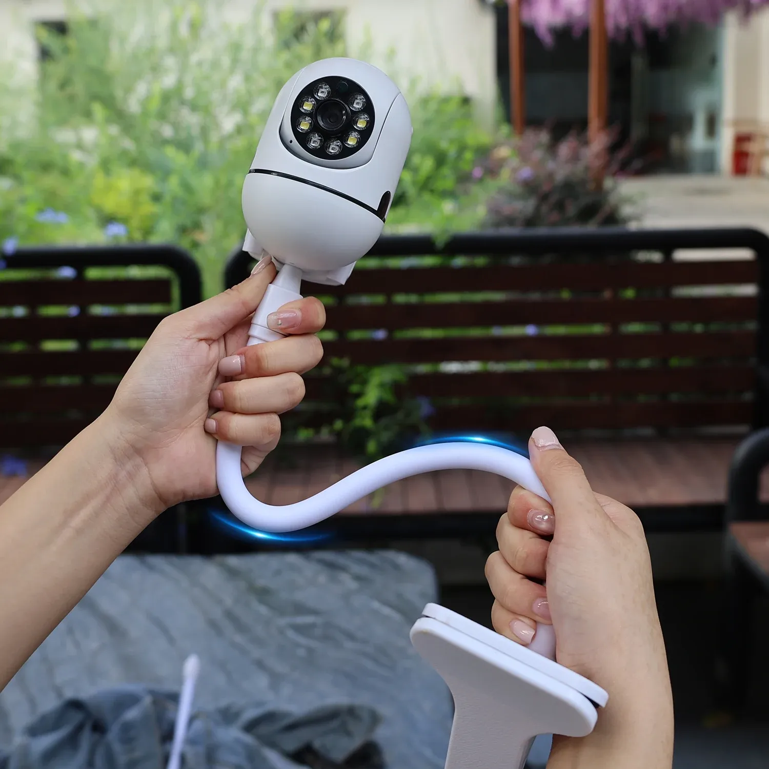 Support de caméra flexible et portable pour moniteur de bébé et webcam, base pliable sans perçage avec clip 2