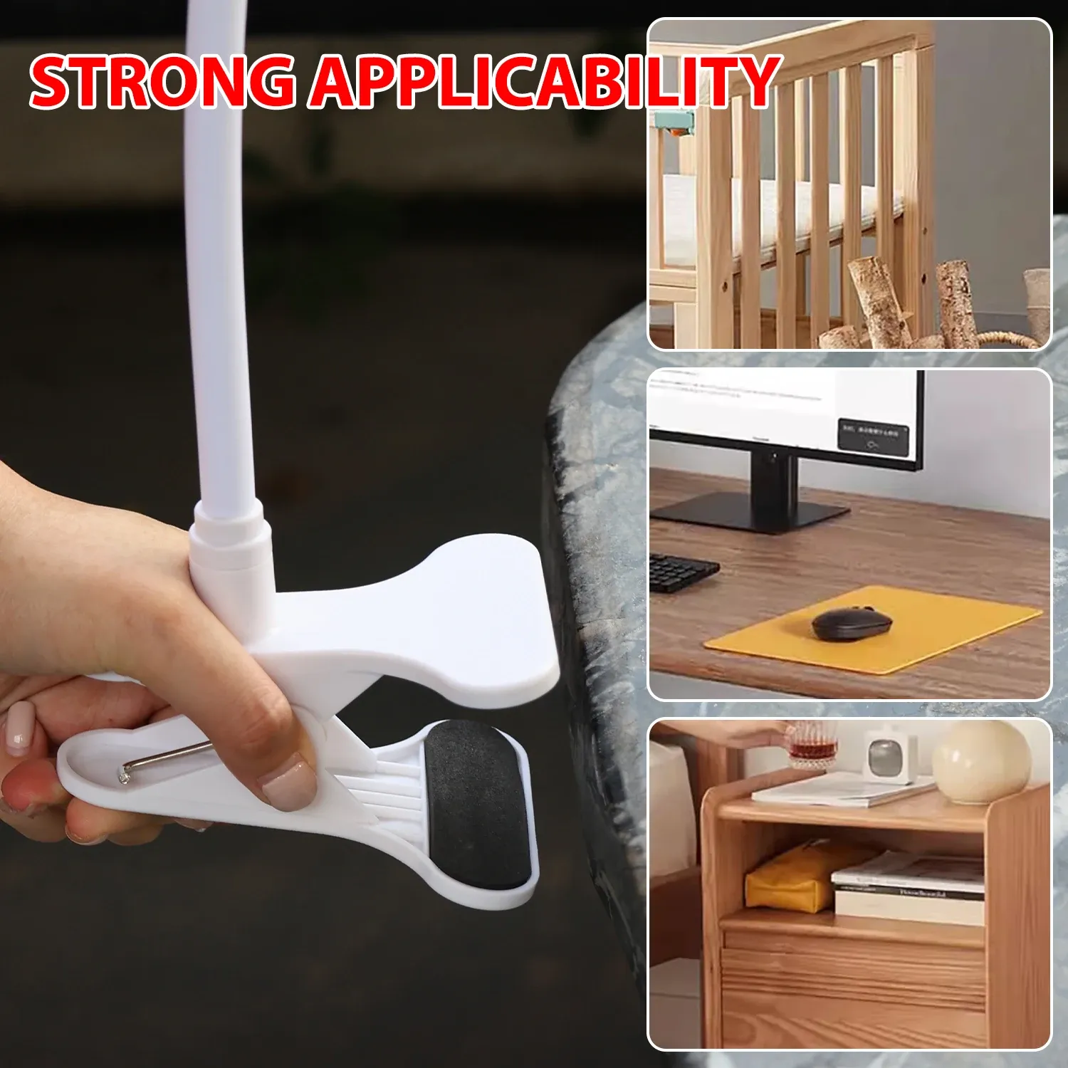 Support de caméra flexible et portable pour moniteur de bébé et webcam, base pliable sans perçage avec clip 3
