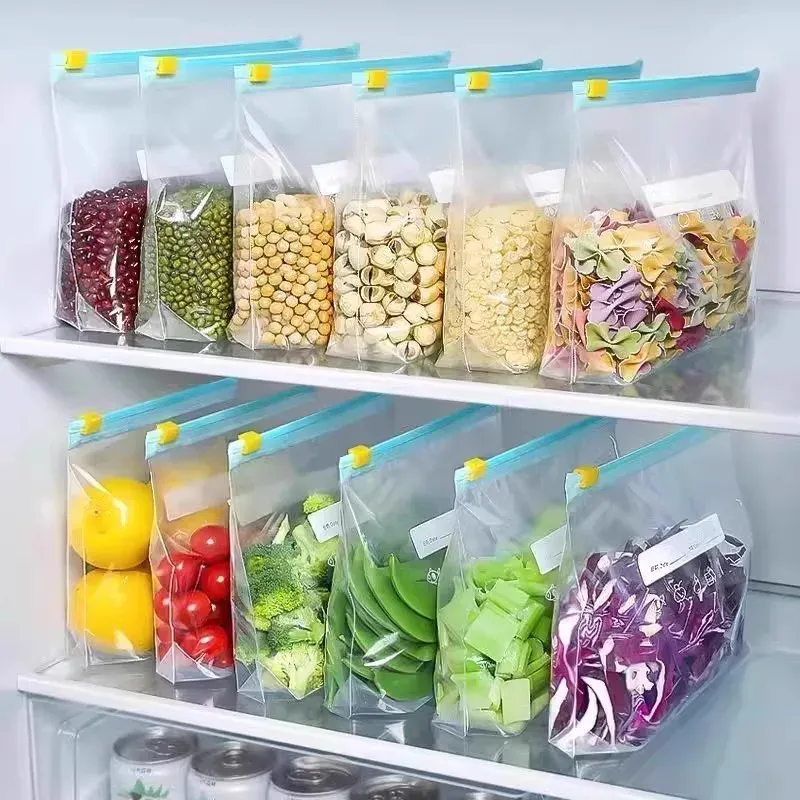 Sacs alimentaires réutilisables transparents à fermeture zip, lot de 3 tailles 1