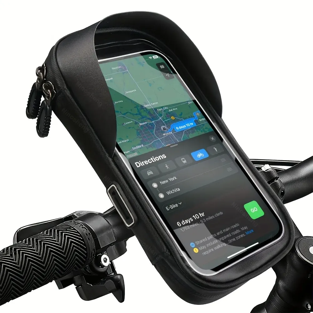 Support pour téléphone portable de vélo étanche, fixation avant pour guidon et moto, rotation à 360° 7