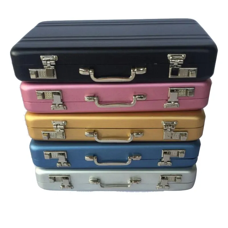 Boîte de rangement en aluminium, porte-cartes d'identité et de crédit, mini valise, boîte à cartes bancaires, étui à bijoux, organisateur rectangulaire 2